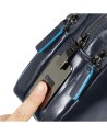 Piquadro - Pochette uomo in pelle con chiusura a impronta digitale Blue Square