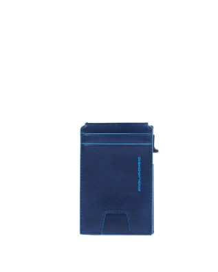  Piquadro - Porta carte di credito in pelle e metallo con
