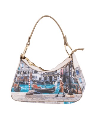 Ynot - Borsa a spalla a sacca in ecopelle stampa città Yesbag