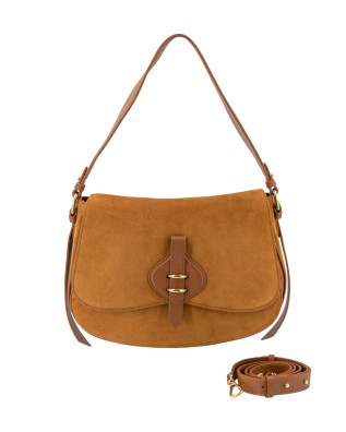 Coccinelle - Borsa a spalla in pelle scamosciata Large con patta Mavery Suede