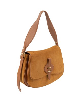 Coccinelle - Borsa a spalla in pelle scamosciata Large con 2