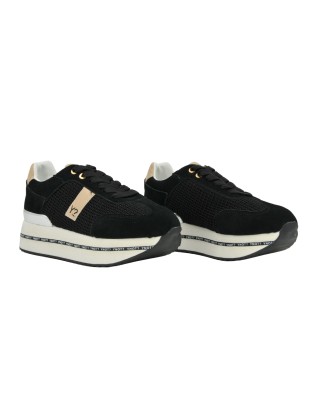 Ynot - Women's Suede Platform Sneakers - BLACK 2