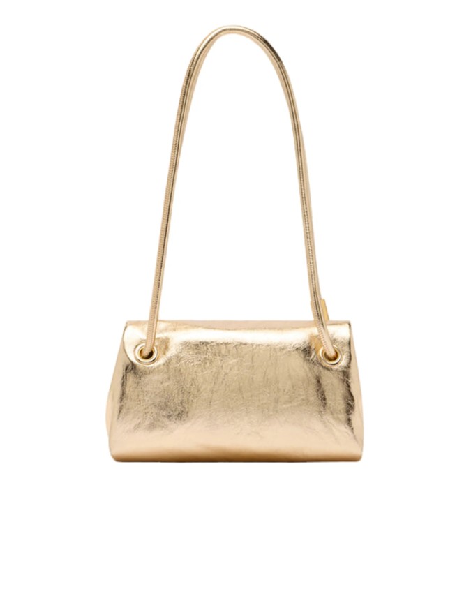 Trussardi - Borsa a spalla e tracolla in pelle con finitura dorata mini Orbita