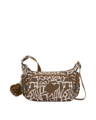  Kipling - Borsa a tracolla piccola in nylon riciclato stampa