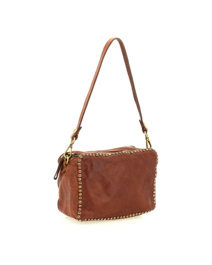 Campomaggi - Borsa bauletto con tracolla in pelle e borchie Kate