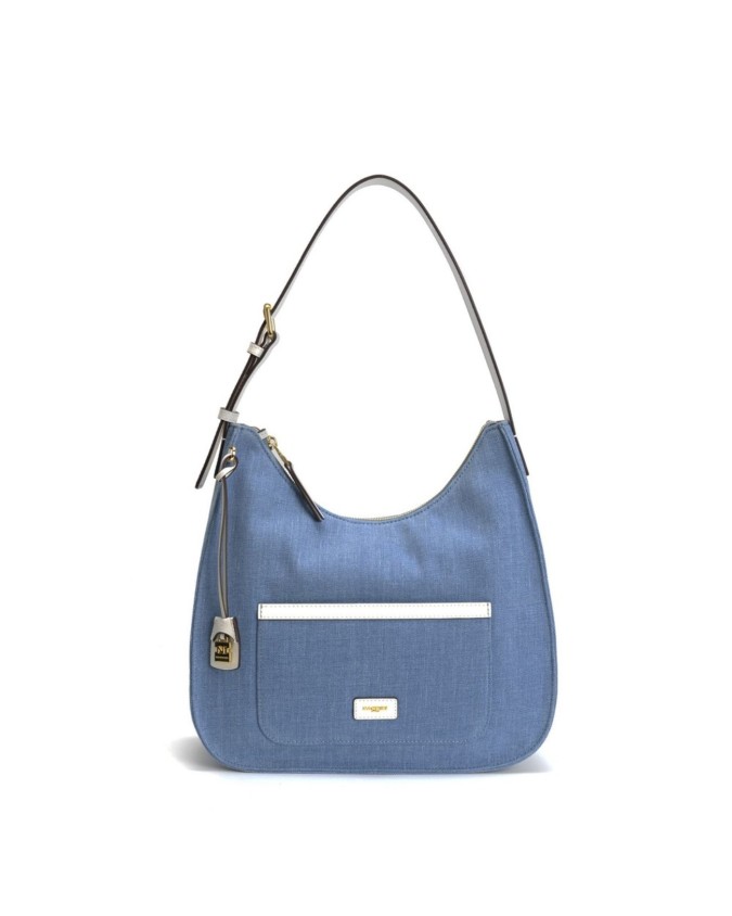 Nannini - Borsa a spalla hobo in denim e pelle Carla