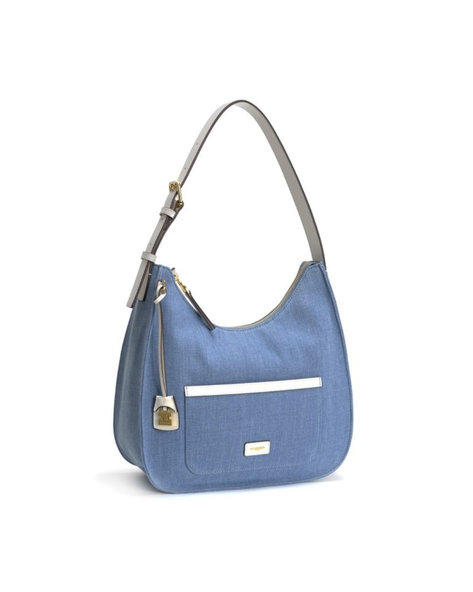 Nannini - Borsa a spalla hobo in denim e pelle Carla