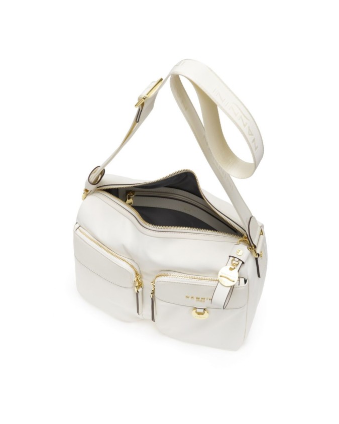 Nannini - Nylon and leather crossbody bag with Liberty-print