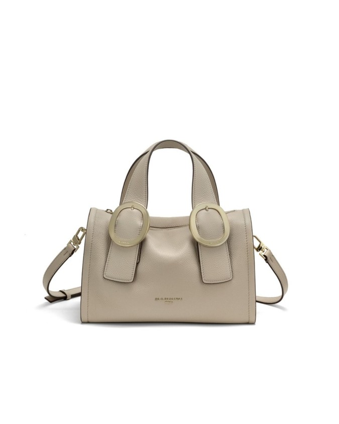  Nannini - Borsa a bauletto in pelle granata e scamosciata con