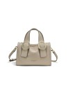  Nannini - Borsa a bauletto in pelle granata e scamosciata con