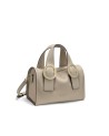  Nannini - Borsa a bauletto in pelle granata e scamosciata con