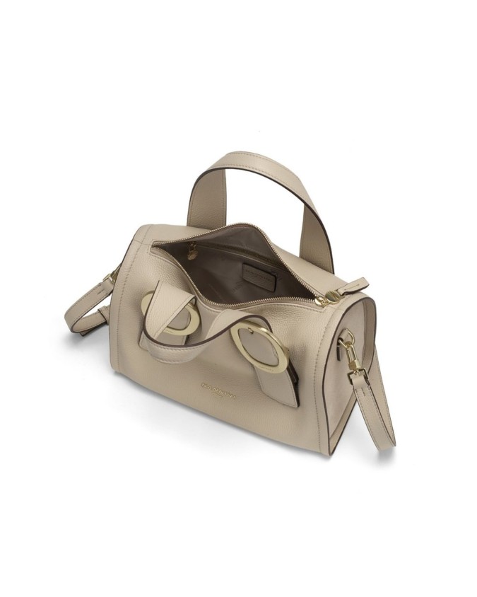  Nannini - Borsa a bauletto in pelle granata e scamosciata con