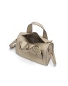  Nannini - Borsa a bauletto in pelle granata e scamosciata con