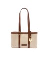 Trussardi - Borsa shopper piccola in canvas e pelle Elba