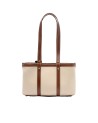 Trussardi - Borsa shopper piccola in canvas e pelle Elba