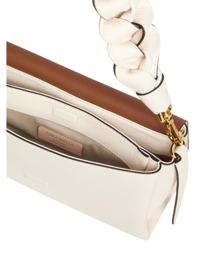  Coccinelle - Borsa a mano in pelle con manico intrecciato