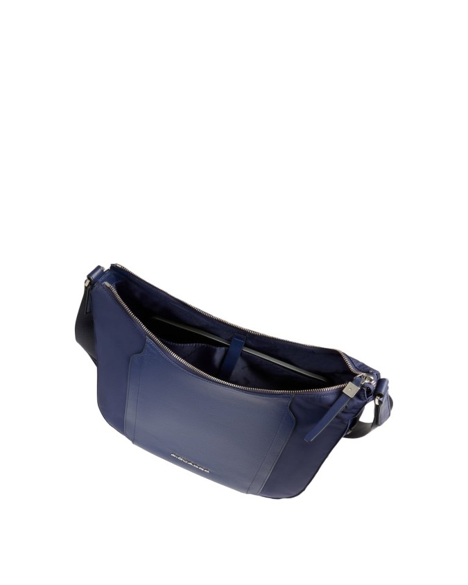  Piquadro - Borsa tracolla donna in pelle e tessuto riciclato