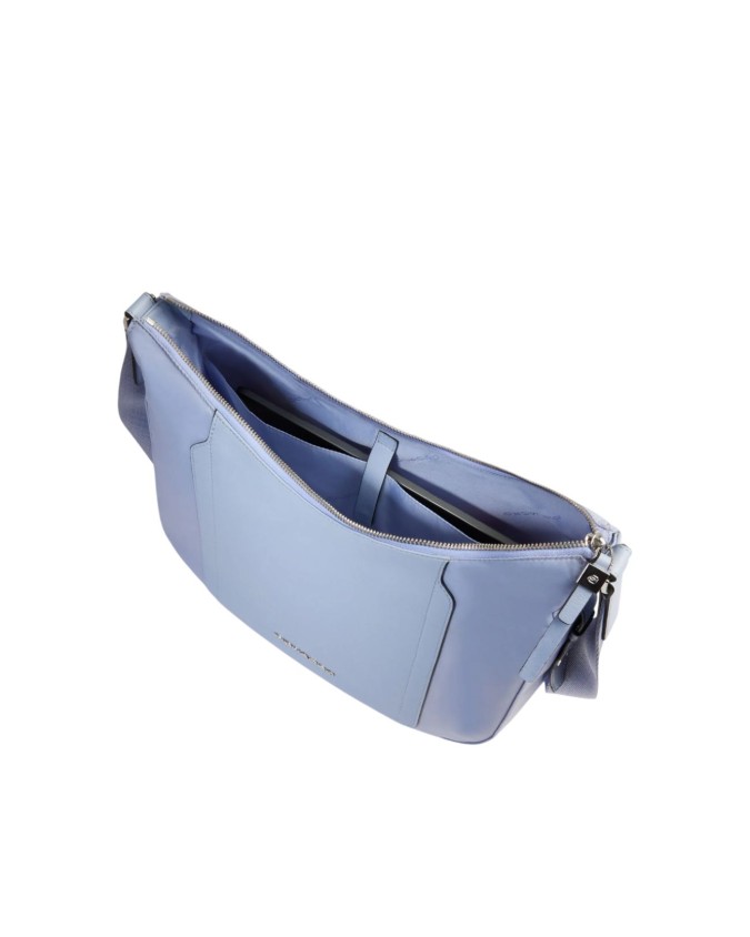  Piquadro - Borsa a tracolla donna in pelle e tessuto riciclato