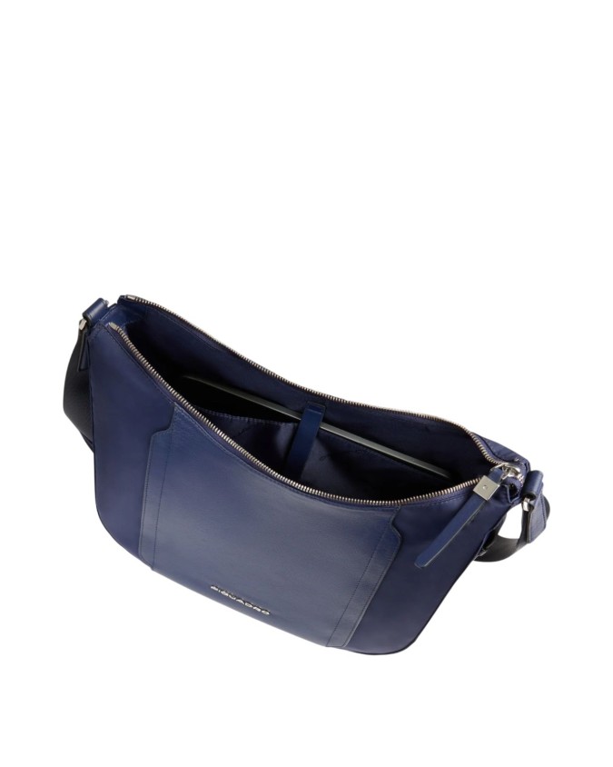  Piquadro - Borsa a tracolla donna in pelle e tessuto riciclato