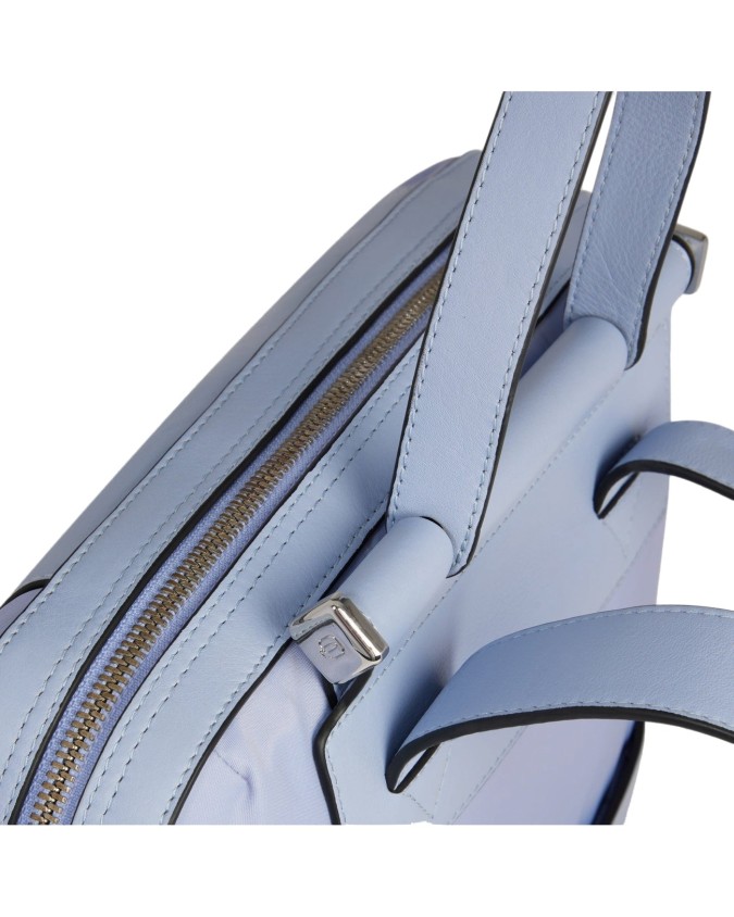  Piquadro - Zaino donna in pelle e tessuto riciclato porta pc