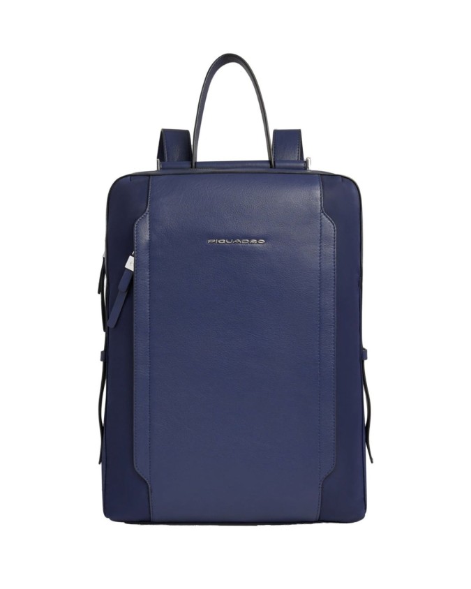  Piquadro - Zaino donna in pelle e tessuto riciclato porta pc