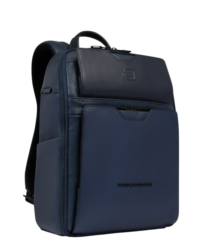  Piquadro - Zaino da viaggio in pelle porta pc 13.3'' con tasca