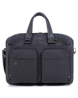 PIQUADRO - Cartella in pelle due manici BagMotic - Blu -