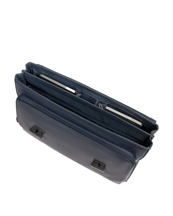  Piquadro - Ventiquattrore in pelle con patta porta pc 15.6''