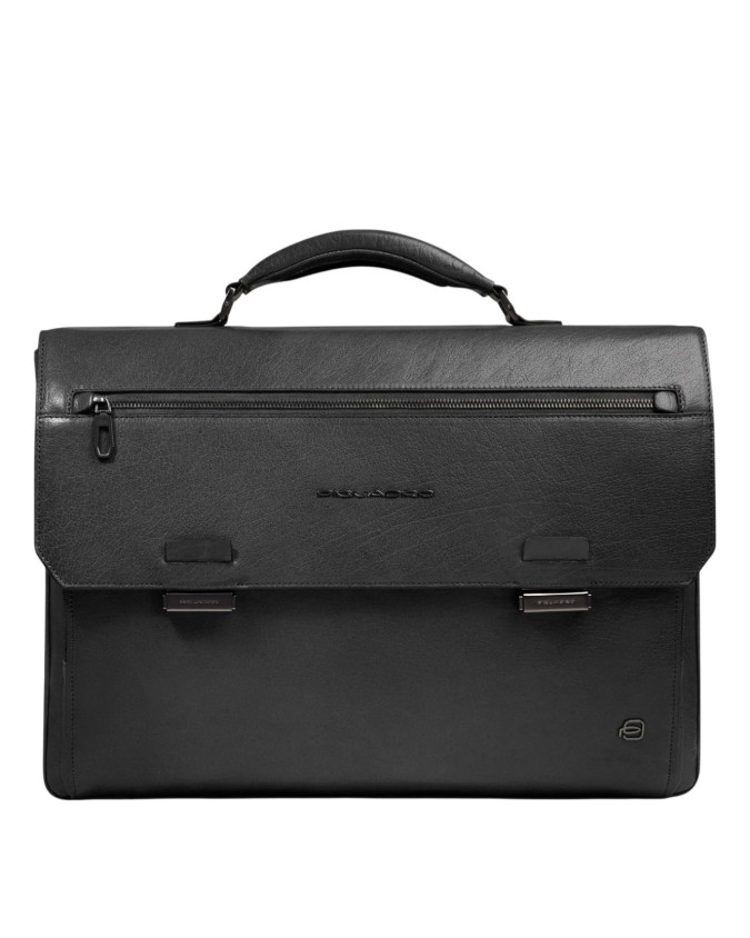  Piquadro - Ventiquattrore in pelle con patta porta pc 15.6''