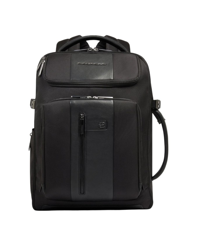 Piquadro - Zaino da viaggio espandibile in pelle e tessuto porta pc 15,6" Brief 2