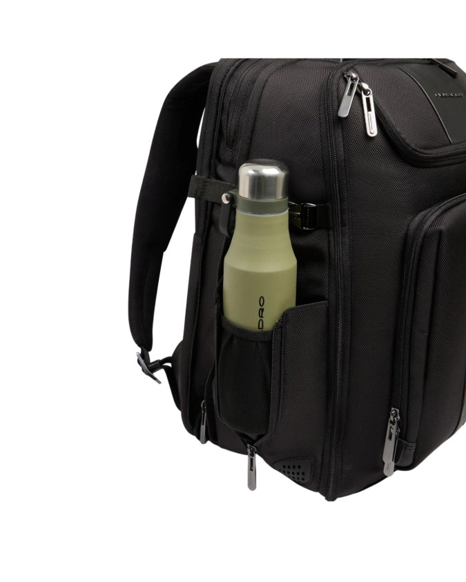 Piquadro - Zaino da viaggio espandibile in pelle e tessuto porta pc 15,6" Brief 2