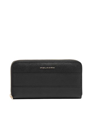  Piquadro - Portafoglio donna zip around in pelle 4 soffietti