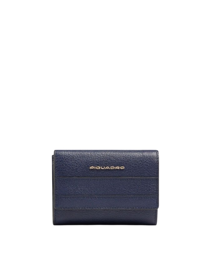  Piquadro - Portafoglio donna piccolo in pelle con patta RFID