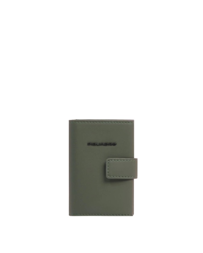 Piquadro - Portacarte uomo automatico in metallo e tessuto gommato Corner