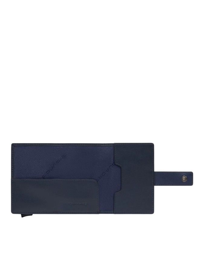 Piquadro - Portacarte uomo automatico in metallo e pelle protezione RFID AEL