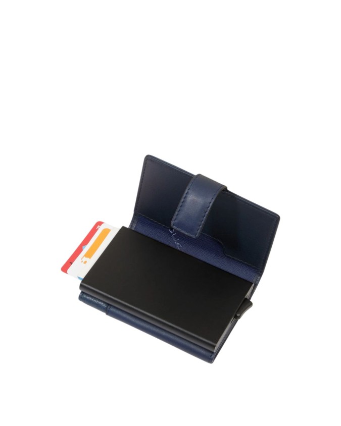 Piquadro - Portacarte uomo automatico in metallo e pelle protezione RFID AEL