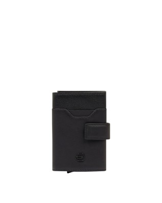 Piquadro - Portacarte uomo automatico in metallo e pelle protezione RFID AEL