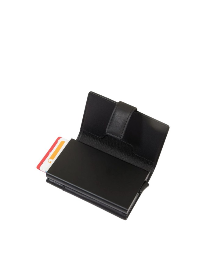 Piquadro - Portacarte uomo automatico in metallo e pelle protezione RFID AEL