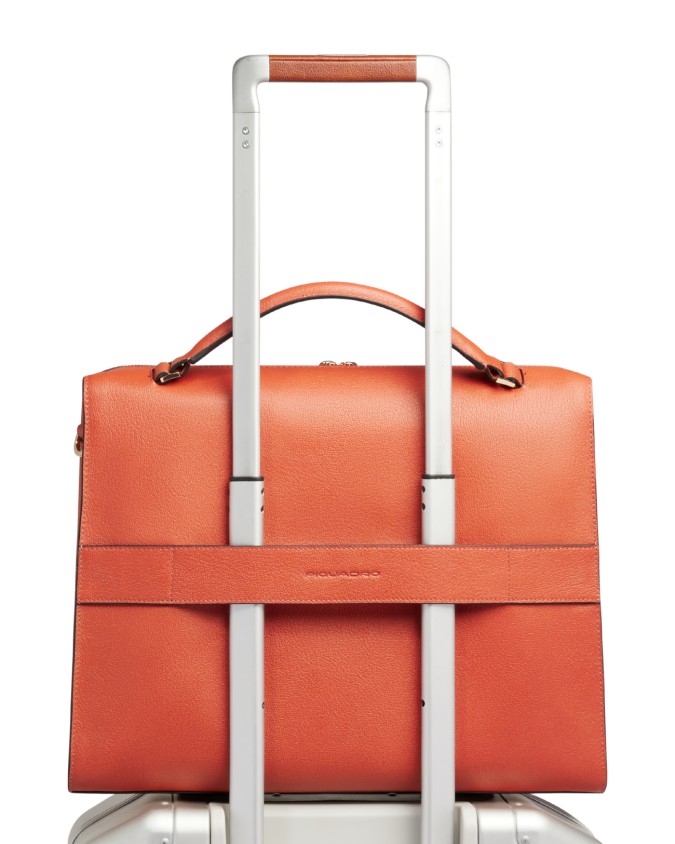 Piquadro - Cartella in pelle porta pc 14'' con tracolla