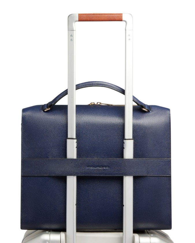 Piquadro - Cartella in pelle porta pc 14'' con tracolla