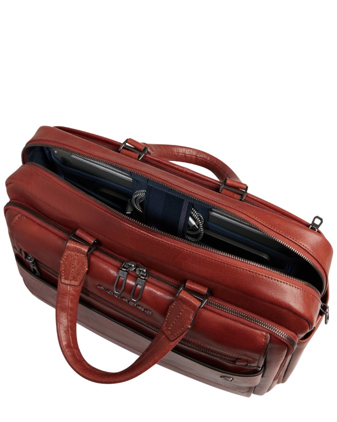 Piquadro - Leather briefcase with two...