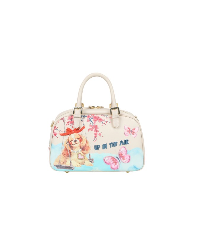 Braccialini - Borsa a mano bauletto in simil pelle stampa cagnolino Allround