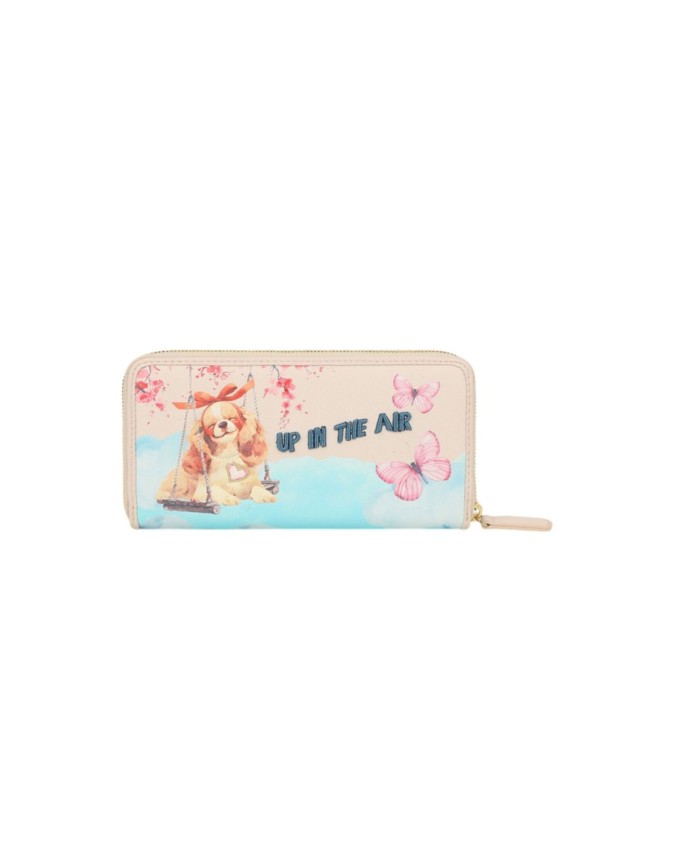 Braccialini - Portafoglio donna zip around in simil pelle stampa cagnolino Allround