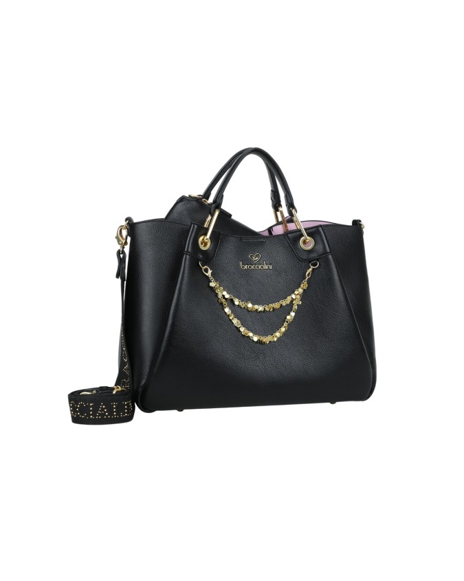 Braccialini - Borsa a mano grande in simil pelle con catena gioiello Amy