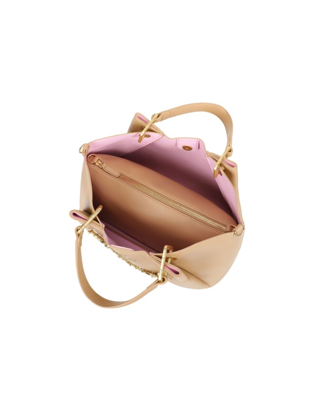Braccialini - Borsa a mano grande in simil pelle con catena gioiello Amy