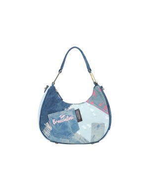  Braccialini - Borsa a spalla hobo in tessuto Amy Jeans