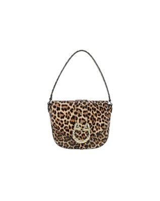  Braccialini - Borsa a spalla in pelle con stampa leopardata