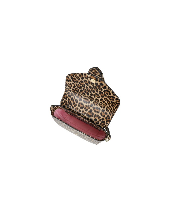 Braccialini - Borsa a spalla in pelle con stampa leopardata Baroque
