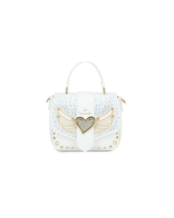 Braccialini - Borsa a mano in simil pelle con patta e borchie Rock