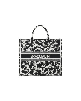  Braccialini - Borsa a mano in tessuto grande con tracolla Queen